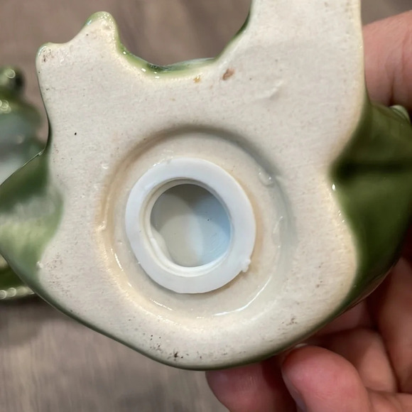 Pier 1 Import Frog Salt and Pepper Shakers on a lily pad - Picture 3 of 5